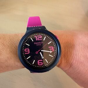 Swatch Navy and Pink Smartwatch